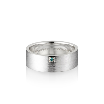 MR-V 플랫밴드링 7.0mm (중) Silver_925 hairline, blue diamond